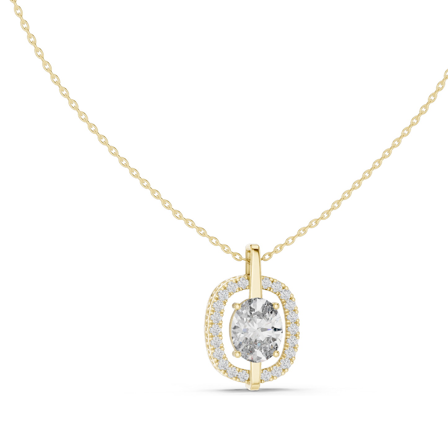 2.54 CT Oval Cut Lab Diamond Pendant Necklace | VVS–VS EF CVD | 18KT & 14KT Rose, Yellow, White Gold | Ethical Fine Jewelry