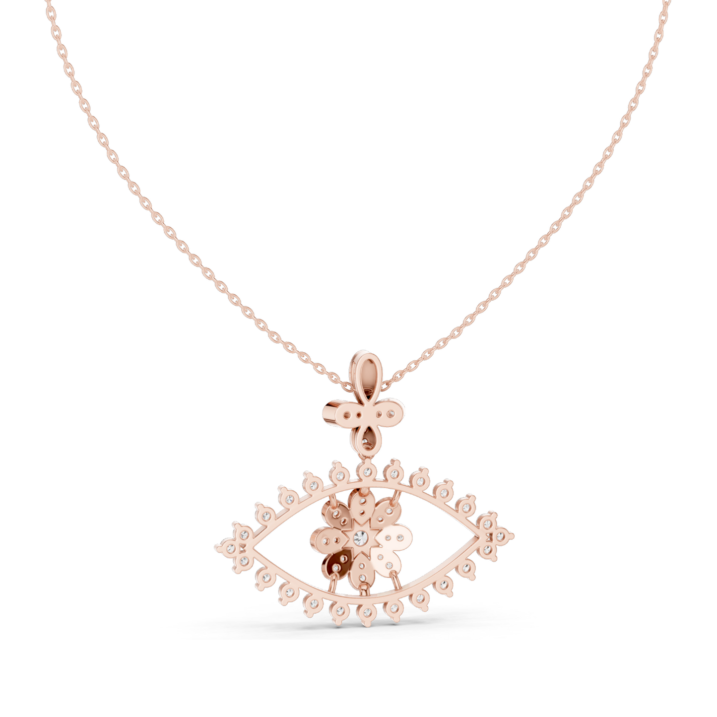 2.282 CT Lab-Created Diamond Eye Pendant Necklace | VVS-VS EF CVD Diamonds in 18KT, 14KT Rose, Yellow, White Gold