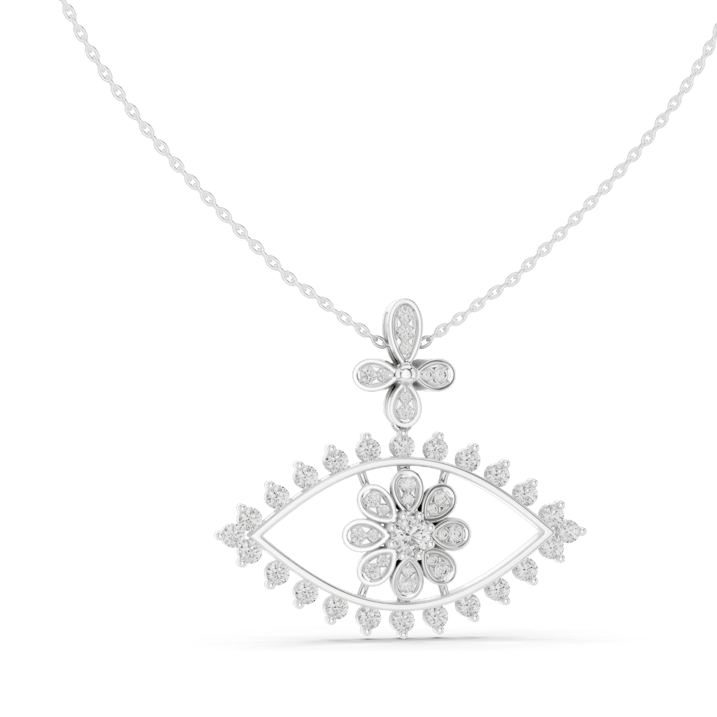 2.282 CT Lab-Created Diamond Eye Pendant Necklace | VVS-VS EF CVD Diamonds in 18KT, 14KT Rose, Yellow, White Gold