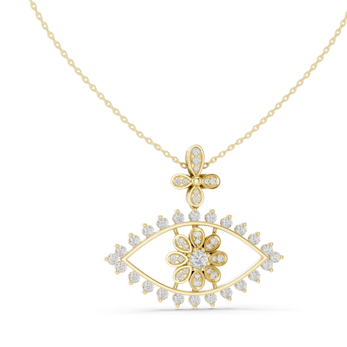 2.282 CT Lab-Created Diamond Eye Pendant Necklace | VVS-VS EF CVD Diamonds in 18KT, 14KT Rose, Yellow, White Gold