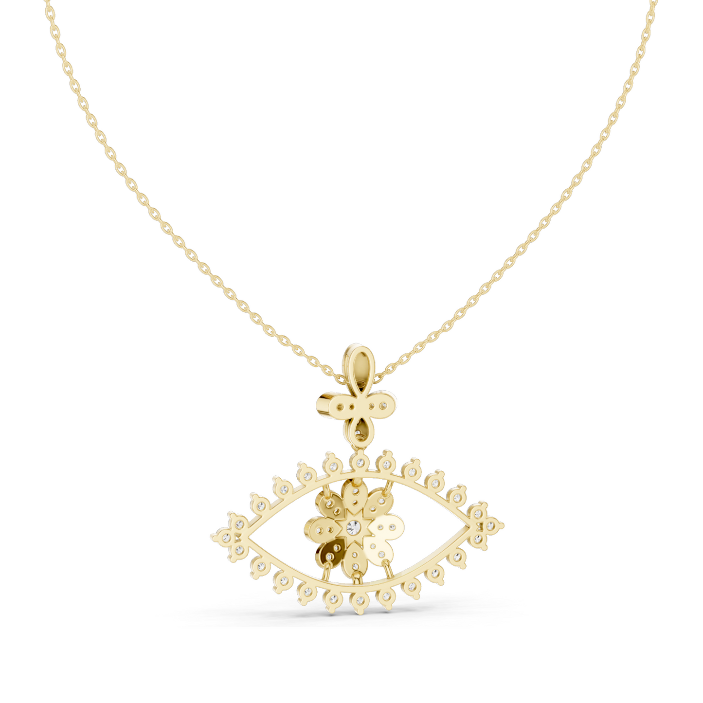 2.282 CT Lab-Created Diamond Eye Pendant Necklace | VVS-VS EF CVD Diamonds in 18KT, 14KT Rose, Yellow, White Gold