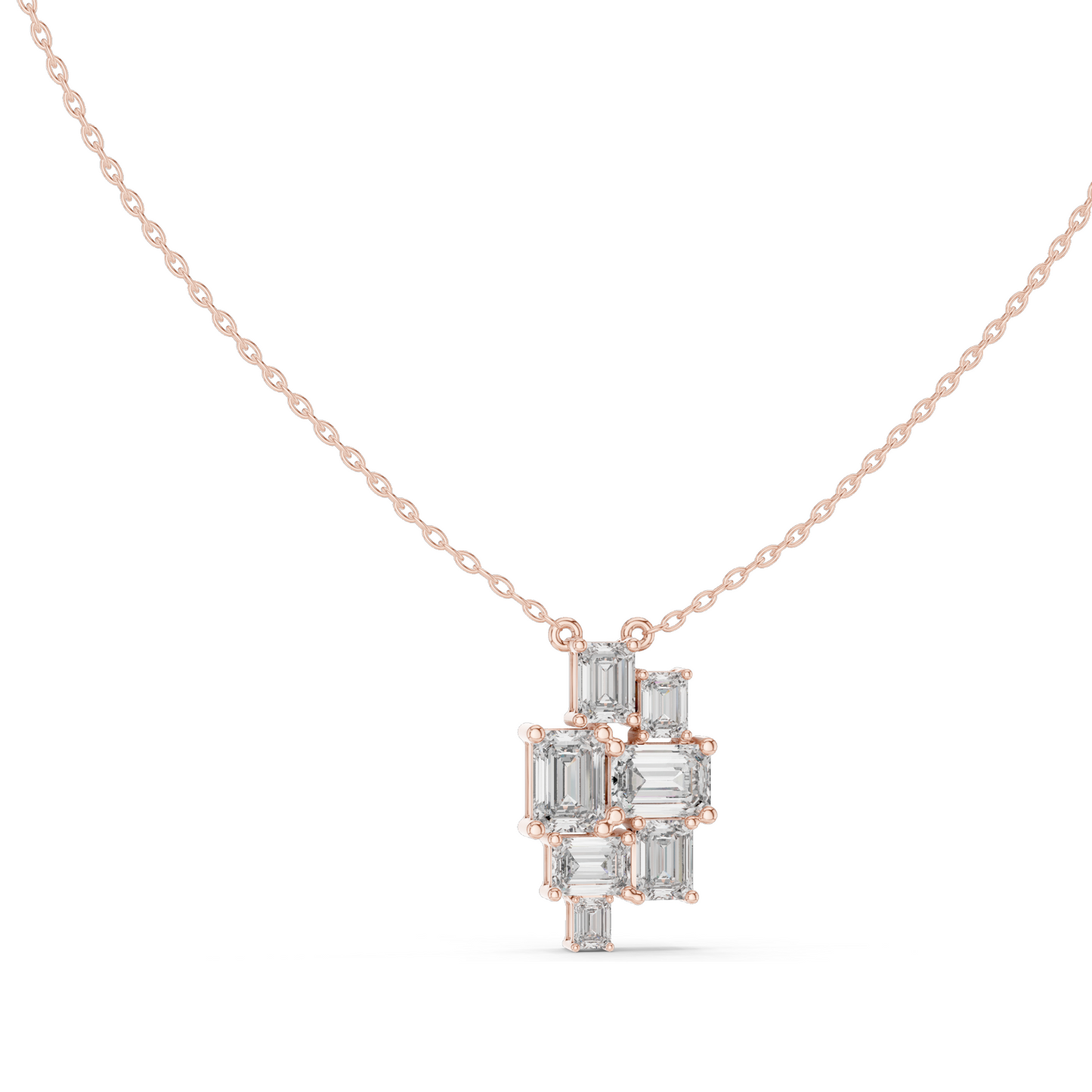 3.859 CT Lab-Created Emerald Cut Diamond Pendant Necklace | VVS–VS EF CVD | 14KT & 18KT Gold | White, Yellow, Rose Gold | Luxury Fine Jewelry