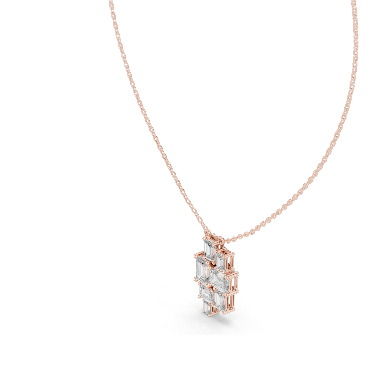 3.859 CT Lab-Created Emerald Cut Diamond Pendant Necklace | VVS–VS EF CVD | 14KT & 18KT Gold | White, Yellow, Rose Gold | Luxury Fine Jewelry