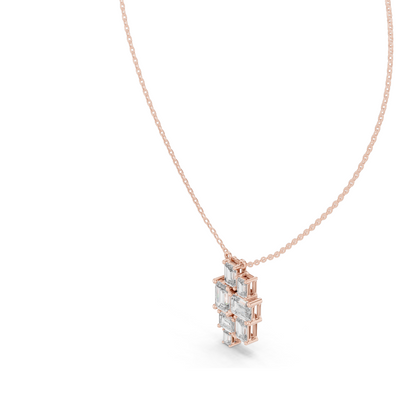 3.859 CT Lab-Created Emerald Cut Diamond Pendant Necklace | VVS–VS EF CVD | 14KT & 18KT Gold | White, Yellow, Rose Gold | Luxury Fine Jewelry