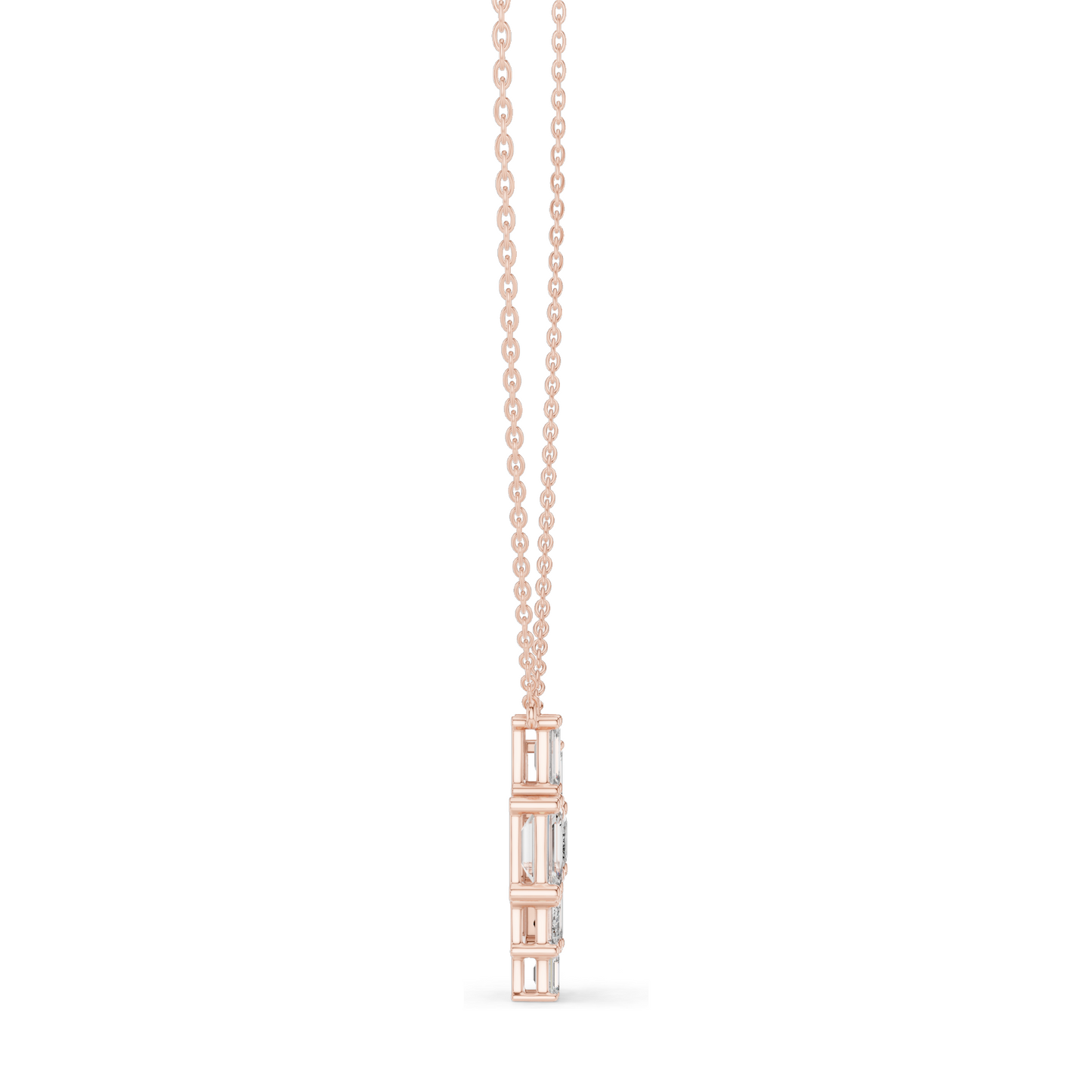 3.859 CT Lab-Created Emerald Cut Diamond Pendant Necklace | VVS–VS EF CVD | 14KT & 18KT Gold | White, Yellow, Rose Gold | Luxury Fine Jewelry