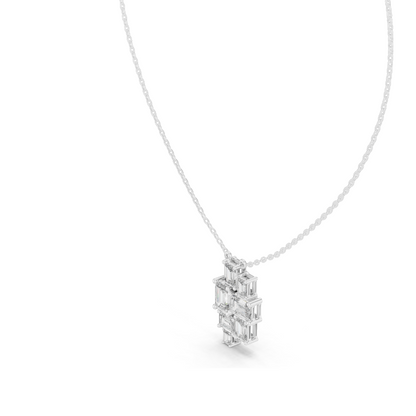3.859 CT Lab-Created Emerald Cut Diamond Pendant Necklace | VVS–VS EF CVD | 14KT & 18KT Gold | White, Yellow, Rose Gold | Luxury Fine Jewelry