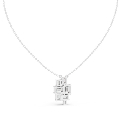 3.859 CT Lab-Created Emerald Cut Diamond Pendant Necklace | VVS–VS EF CVD | 14KT & 18KT Gold | White, Yellow, Rose Gold | Luxury Fine Jewelry