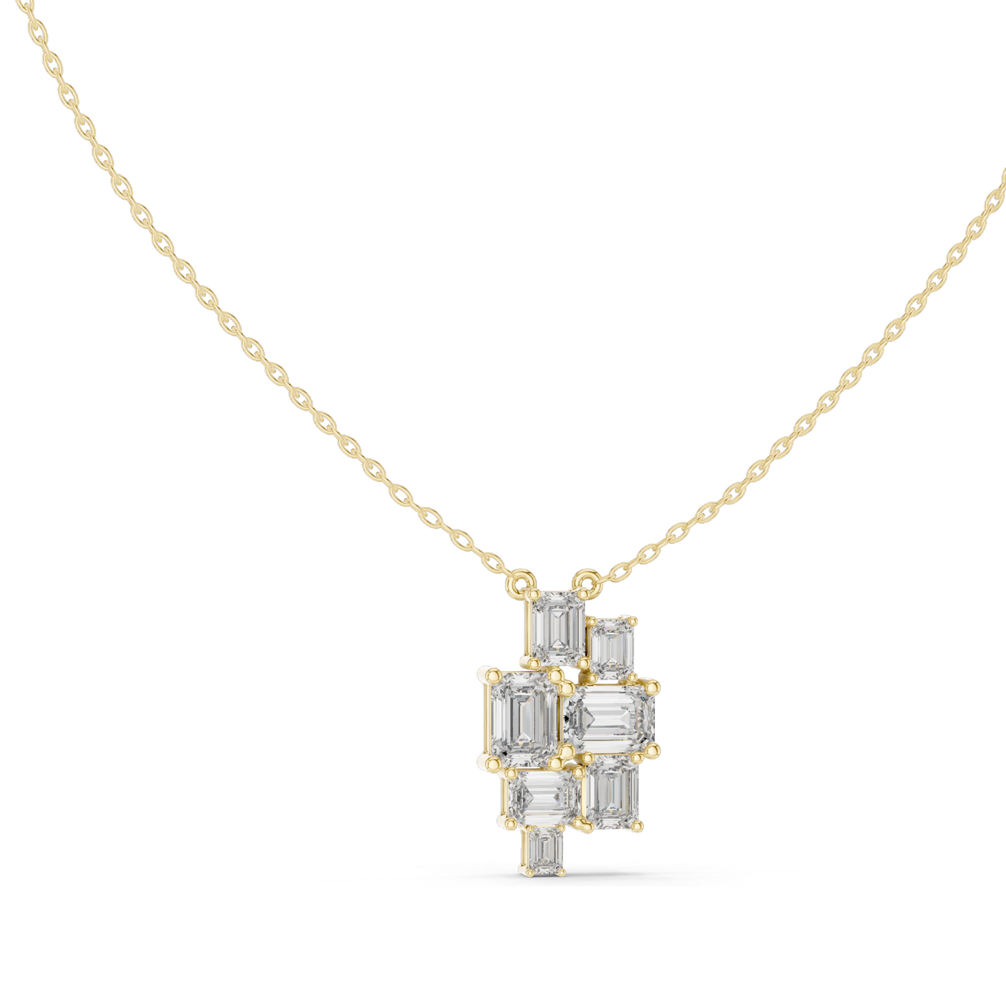 3.859 CT Lab-Created Emerald Cut Diamond Pendant Necklace | VVS–VS EF CVD | 14KT & 18KT Gold | White, Yellow, Rose Gold | Luxury Fine Jewelry