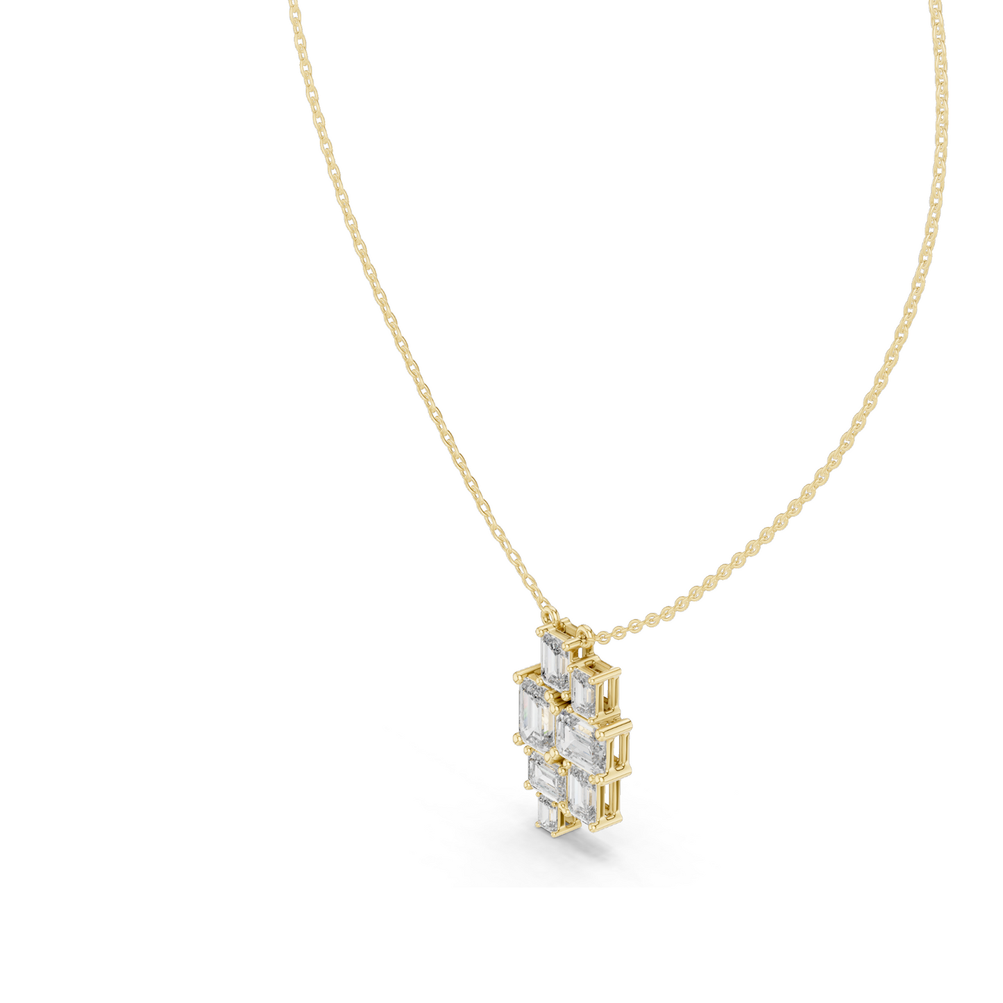 3.859 CT Lab-Created Emerald Cut Diamond Pendant Necklace | VVS–VS EF CVD | 14KT & 18KT Gold | White, Yellow, Rose Gold | Luxury Fine Jewelry