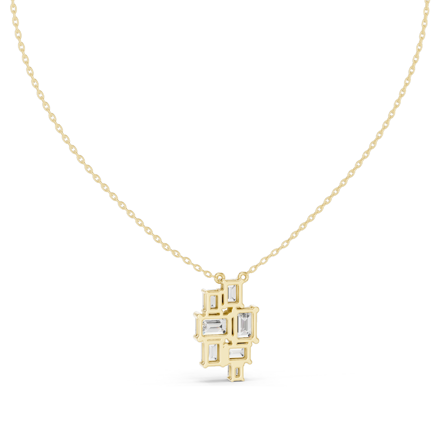 3.859 CT Lab-Created Emerald Cut Diamond Pendant Necklace | VVS–VS EF CVD | 14KT & 18KT Gold | White, Yellow, Rose Gold | Luxury Fine Jewelry