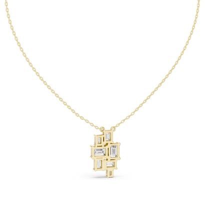 3.859 CT Lab-Created Emerald Cut Diamond Pendant Necklace | VVS–VS EF CVD | 14KT & 18KT Gold | White, Yellow, Rose Gold | Luxury Fine Jewelry