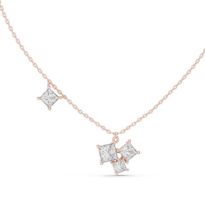 2.55 CT Lab-Created VVS-VS EF CVD Diamond Pendant Necklace | Princess Cut Diamonds | 18KT Rose, Yellow, White Gold | Luxury Fine Jewelry