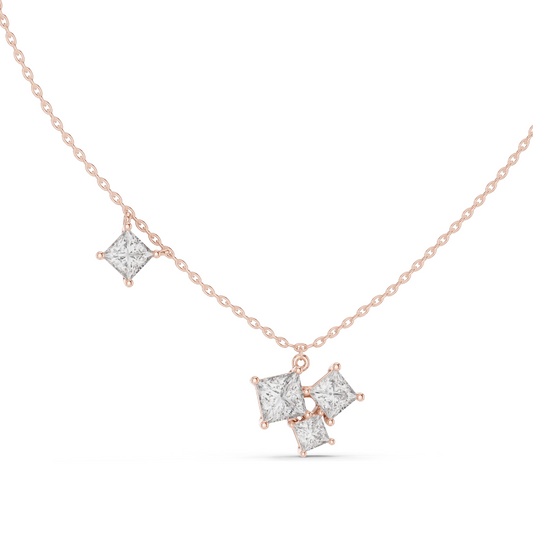 2.55 CT Lab-Created VVS-VS EF CVD Diamond Pendant Necklace | Princess Cut Diamonds | 18KT Rose, Yellow, White Gold | Luxury Fine Jewelry