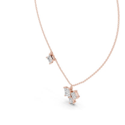 2.55 CT Lab-Created VVS-VS EF CVD Diamond Pendant Necklace | Princess Cut Diamonds | 18KT Rose, Yellow, White Gold | Luxury Fine Jewelry