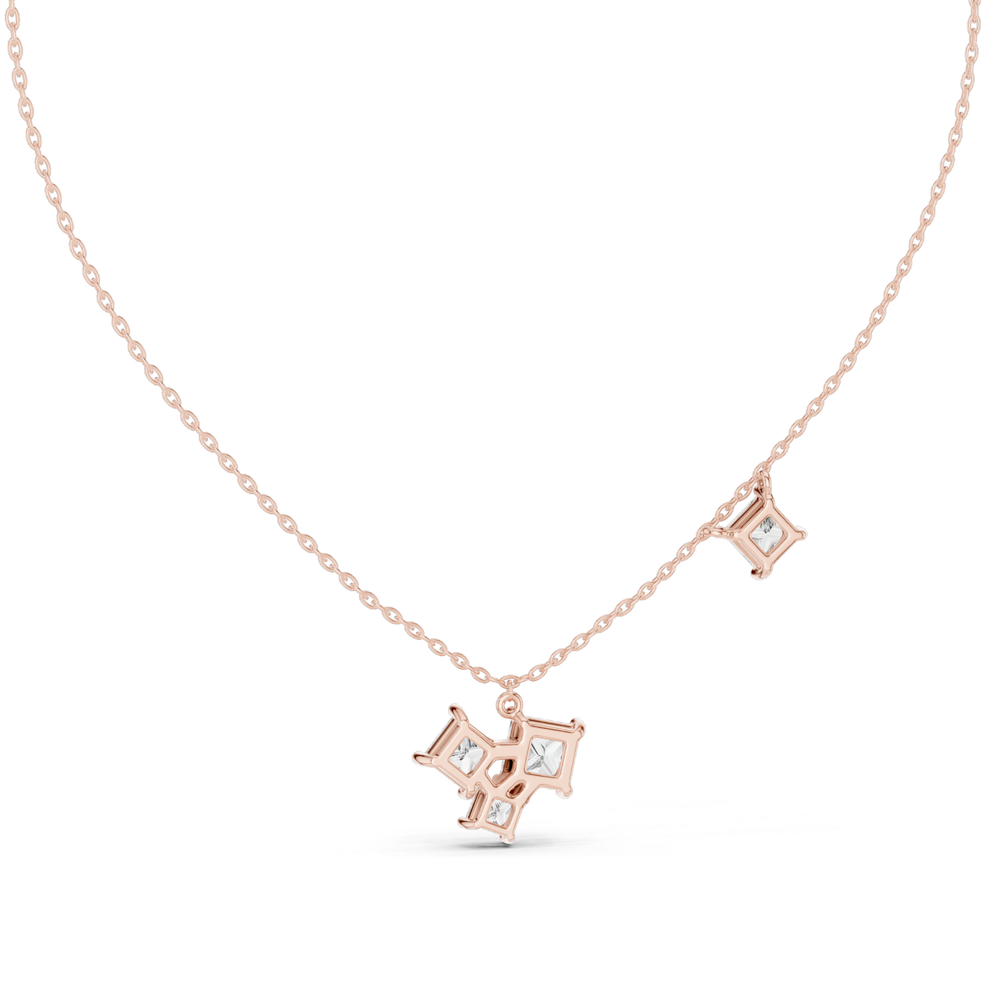 2.55 CT Lab-Created VVS-VS EF CVD Diamond Pendant Necklace | Princess Cut Diamonds | 18KT Rose, Yellow, White Gold | Luxury Fine Jewelry