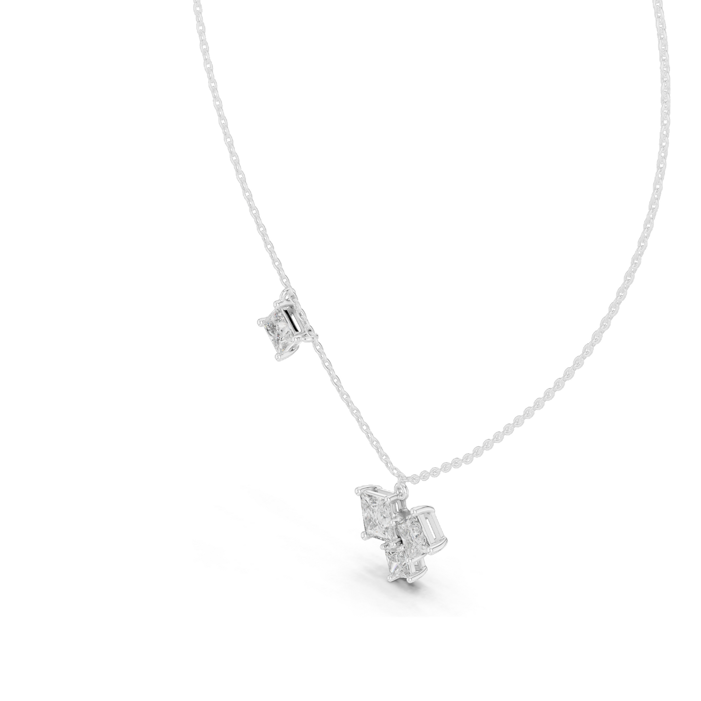 2.55 CT Lab-Created VVS-VS EF CVD Diamond Pendant Necklace | Princess Cut Diamonds | 18KT Rose, Yellow, White Gold | Luxury Fine Jewelry