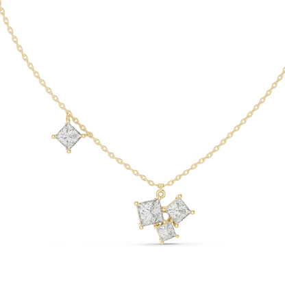 2.55 CT Lab-Created VVS-VS EF CVD Diamond Pendant Necklace | Princess Cut Diamonds | 18KT Rose, Yellow, White Gold | Luxury Fine Jewelry