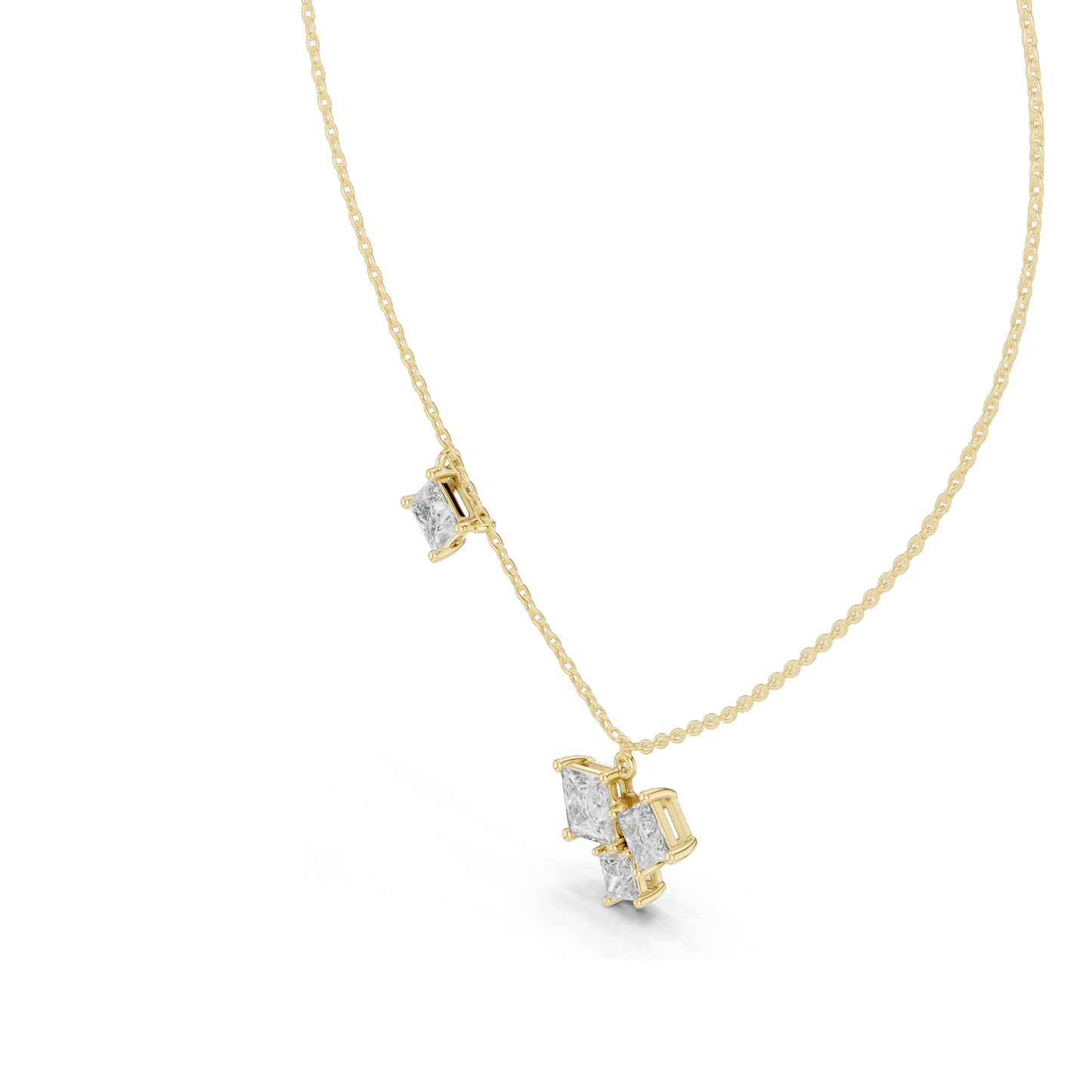 2.55 CT Lab-Created VVS-VS EF CVD Diamond Pendant Necklace | Princess Cut Diamonds | 18KT Rose, Yellow, White Gold | Luxury Fine Jewelry