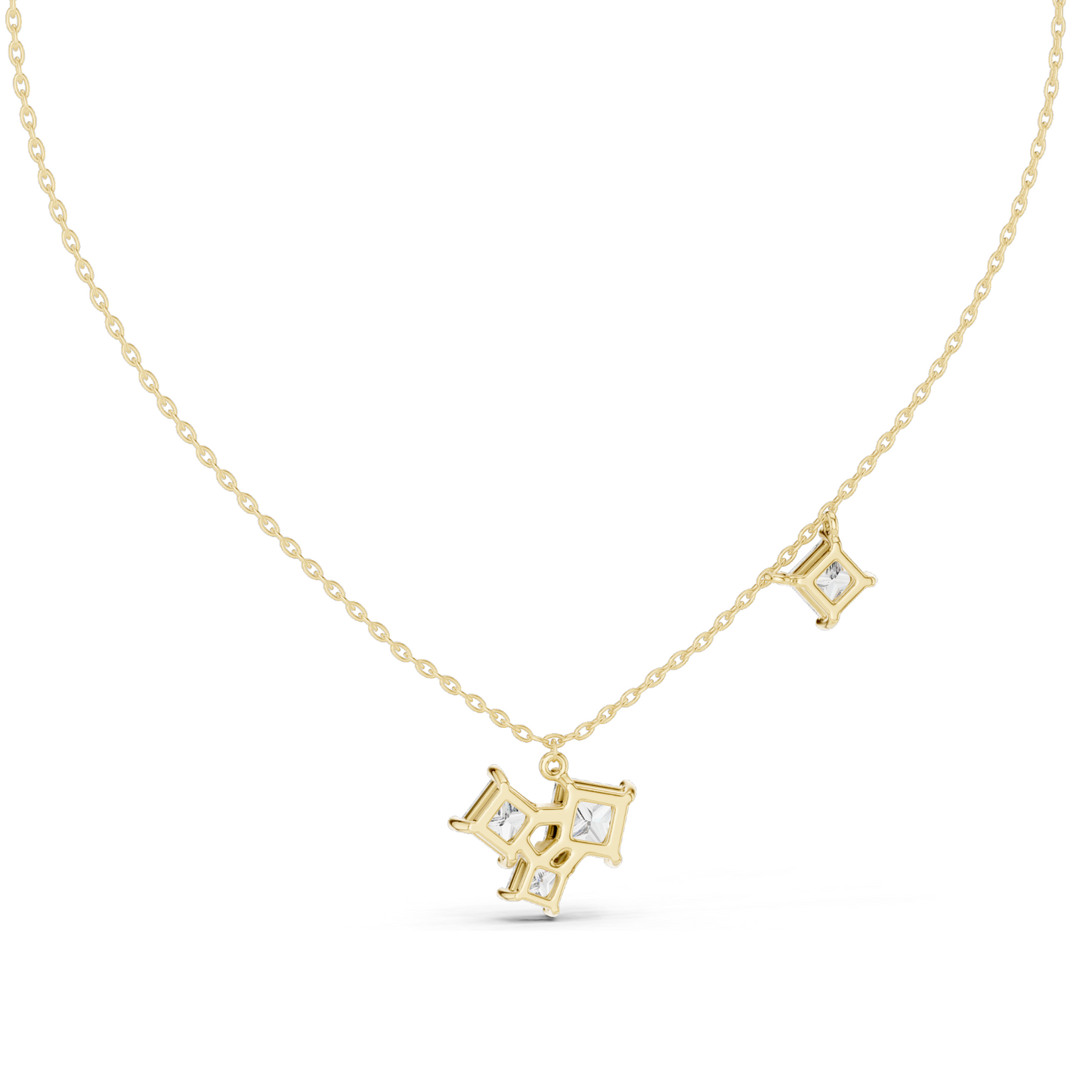 2.55 CT Lab-Created VVS-VS EF CVD Diamond Pendant Necklace | Princess Cut Diamonds | 18KT Rose, Yellow, White Gold | Luxury Fine Jewelry