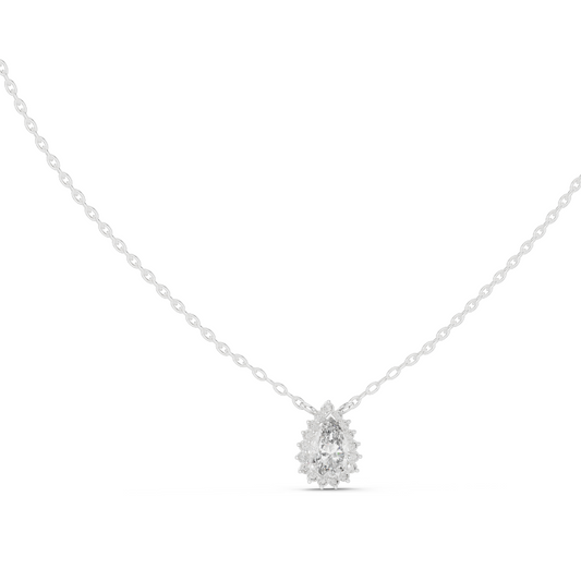 0.849 CT Lab-Created VVS-VS EF CVD Diamond Necklace | Pear Cut Design | 18KT, 14KT, Rose, Yellow, White Gold | Luxury Fine Jewelry