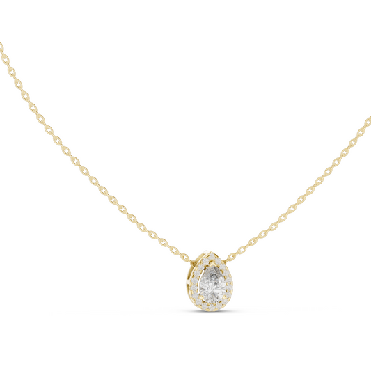 0.875 CT Lab-Created VVS-VS EF CVD Diamond Necklace | Pear Cut Diamond | 18KT, 14KT, Rose, Yellow, White Gold