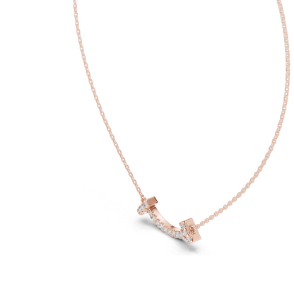 0.38 CT Lab-Grown VVS-VS EF Diamond Bar Necklace | Pave Set Round Brilliant Cut | 18KT/14KT Rose, Yellow, White Gold | Fine Jewelry