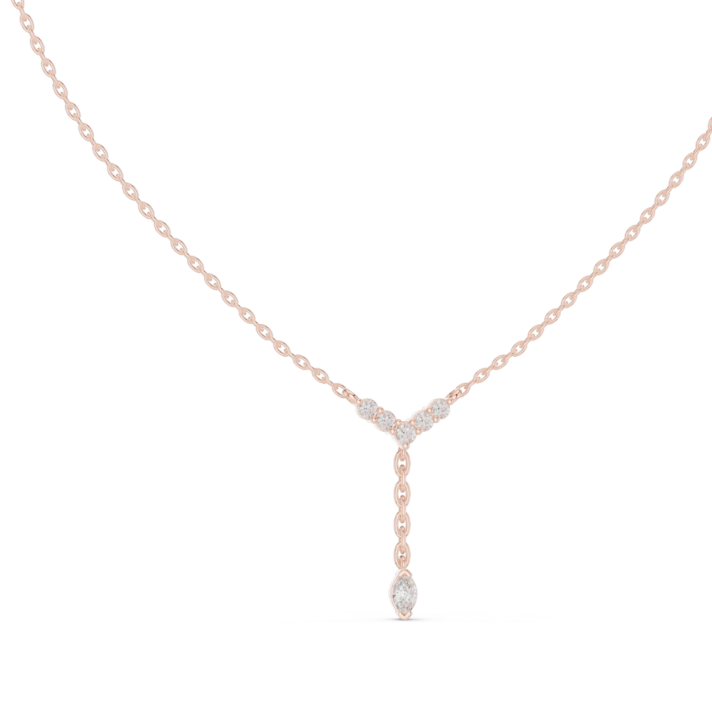 0.31 CT Lab-Created VVS-VS EF Diamond Necklace | Y-Shape Pendant | 18KT, 14KT, Rose, Yellow, White Gold