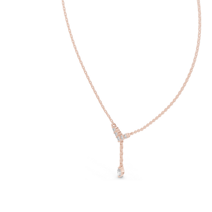 0.31 CT Lab-Created VVS-VS EF Diamond Necklace | Y-Shape Pendant | 18KT, 14KT, Rose, Yellow, White Gold