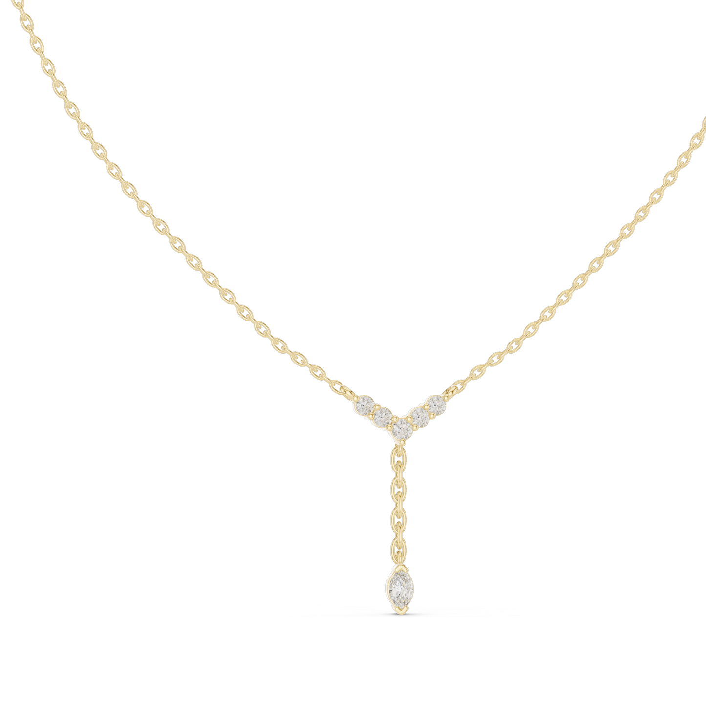 0.31 CT Lab-Created VVS-VS EF Diamond Necklace | Y-Shape Pendant | 18KT, 14KT, Rose, Yellow, White Gold