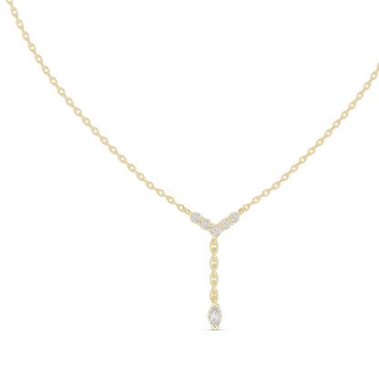 0.31 CT Lab-Created VVS-VS EF Diamond Necklace | Y-Shape Pendant | 18KT, 14KT, Rose, Yellow, White Gold