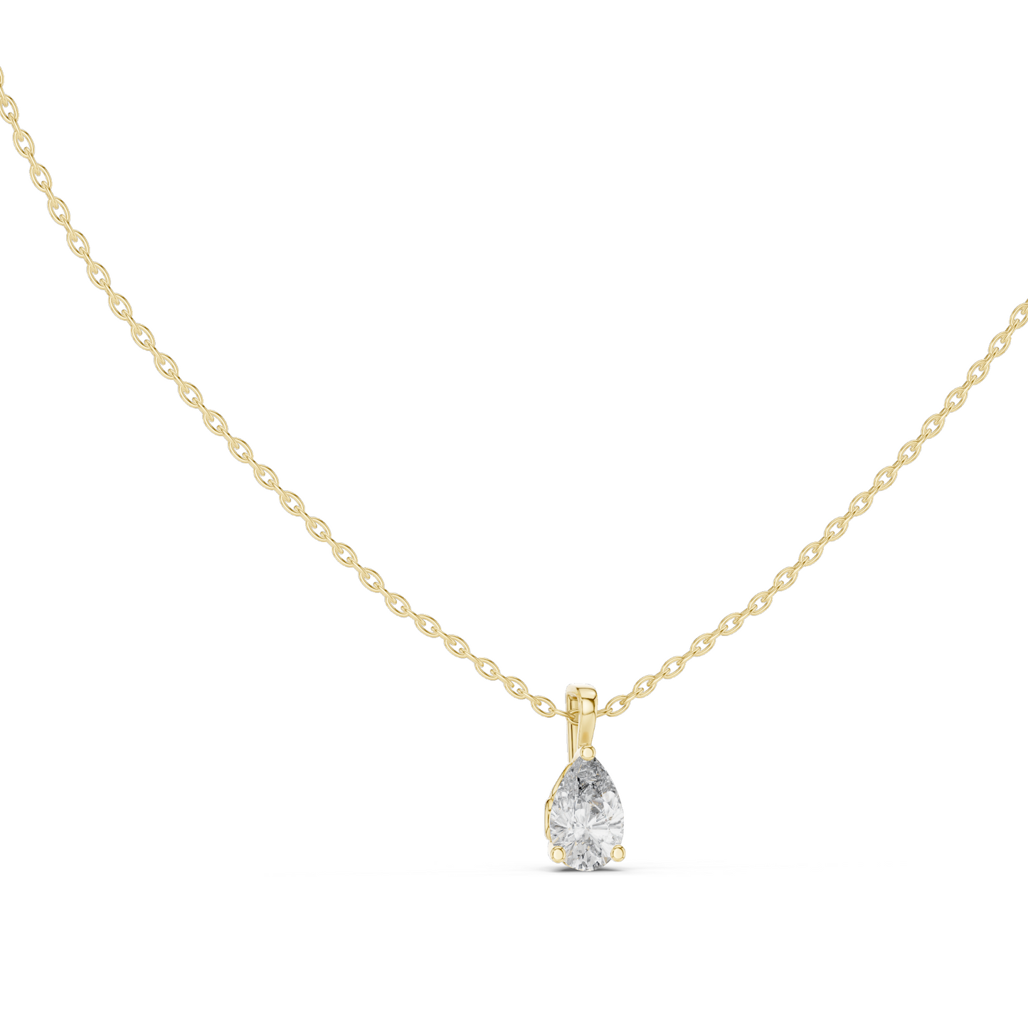 1 CT Lab-Created VVS-VS EF Diamond Necklace | Pear Cut | 18KT, 14KT Rose, Yellow, White Gold | Sustainable Fine Jewelry