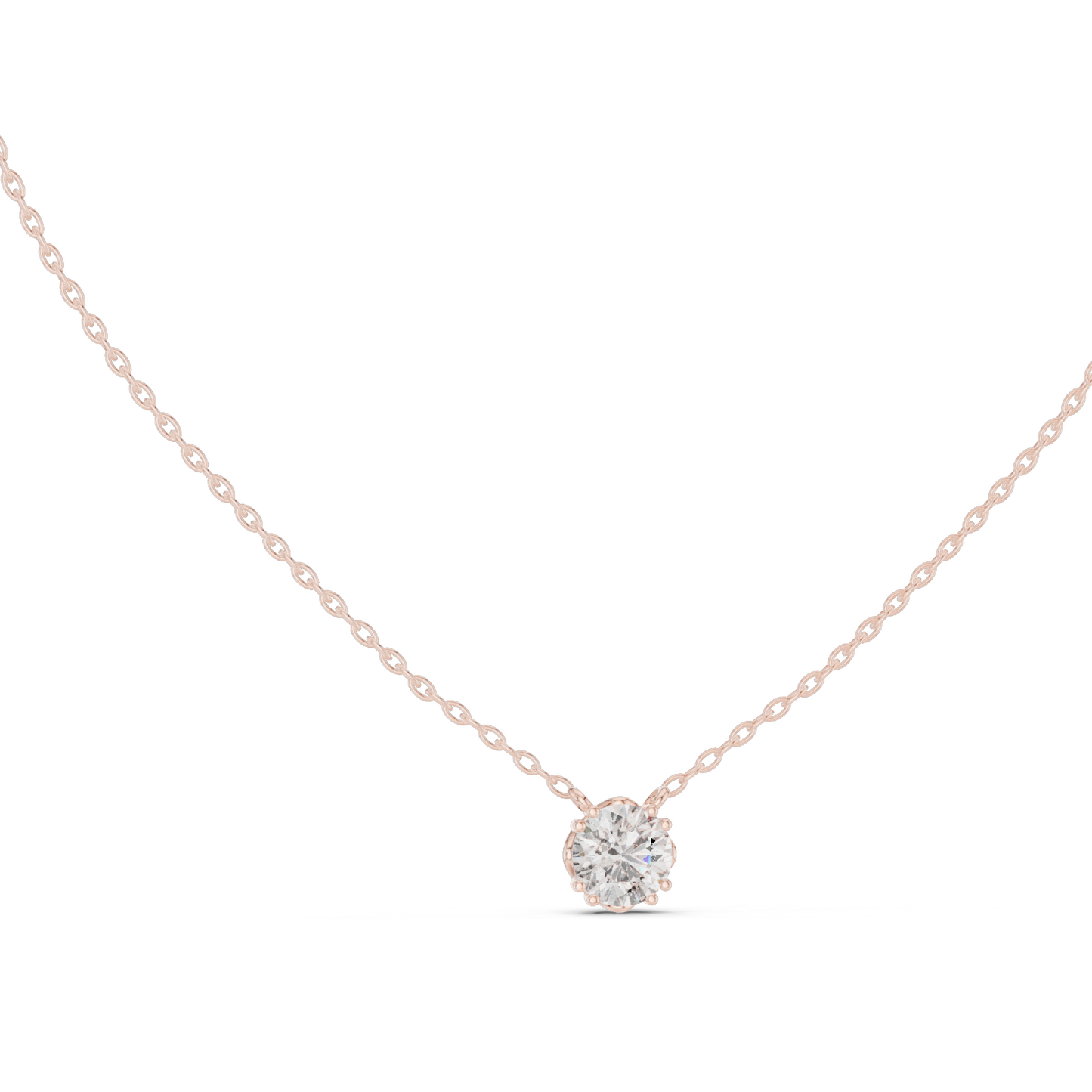 1 CT Lab-Created VVS-VS EF Diamond Necklace | Round Brilliant Cut | 18KT, 14KT Rose, Yellow, White Gold