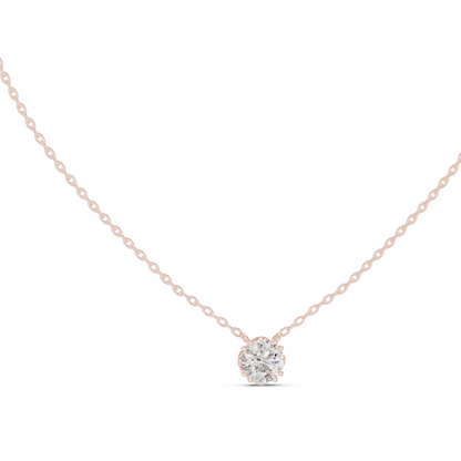 1 CT Lab-Created VVS-VS EF Diamond Necklace | Round Brilliant Cut | 18KT, 14KT Rose, Yellow, White Gold