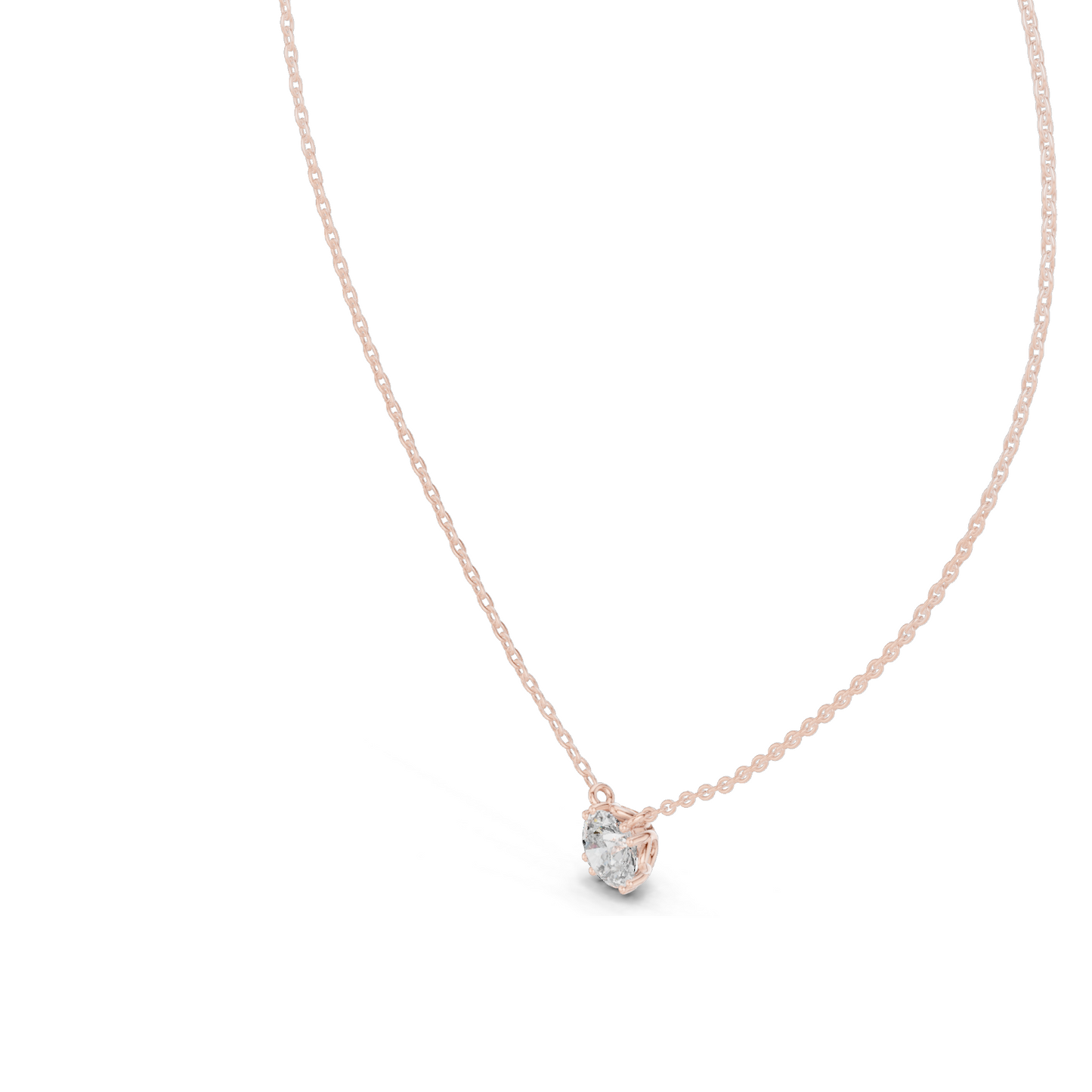 1 CT Lab-Created VVS-VS EF Diamond Necklace | Round Brilliant Cut | 18KT, 14KT Rose, Yellow, White Gold