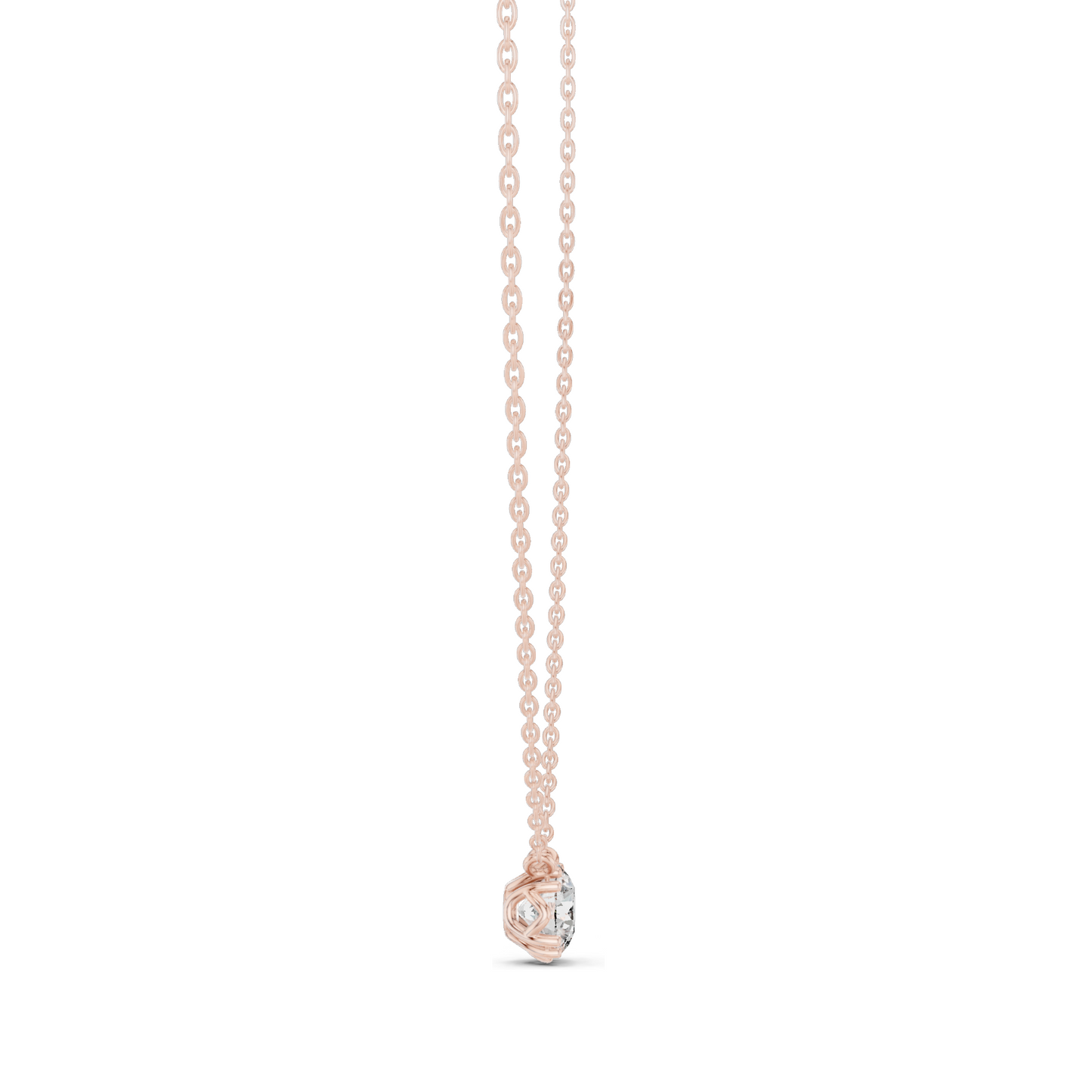 1 CT Lab-Created VVS-VS EF Diamond Necklace | Round Brilliant Cut | 18KT, 14KT Rose, Yellow, White Gold