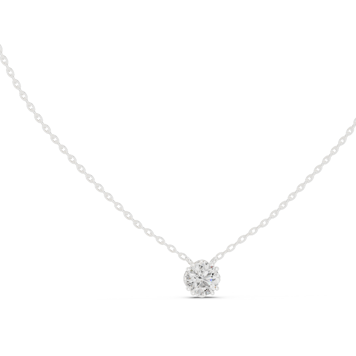 1 CT Lab-Created VVS-VS EF Diamond Necklace | Round Brilliant Cut | 18KT, 14KT Rose, Yellow, White Gold