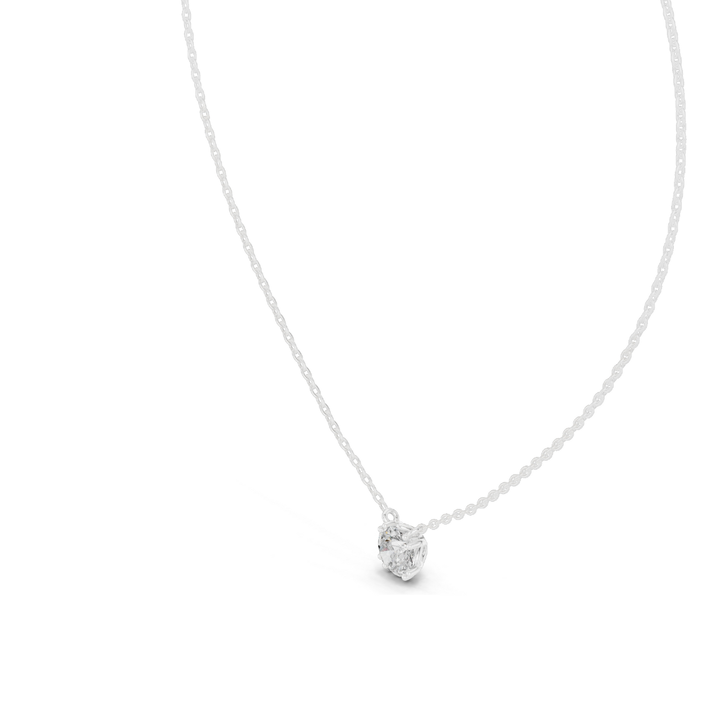 1 CT Lab-Created VVS-VS EF Diamond Necklace | Round Brilliant Cut | 18KT, 14KT Rose, Yellow, White Gold