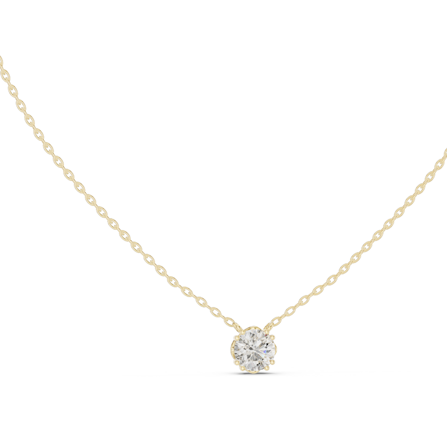 1 CT Lab-Created VVS-VS EF Diamond Necklace | Round Brilliant Cut | 18KT, 14KT Rose, Yellow, White Gold