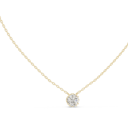 1 CT Lab-Created VVS-VS EF Diamond Necklace | Round Brilliant Cut | 18KT, 14KT Rose, Yellow, White Gold