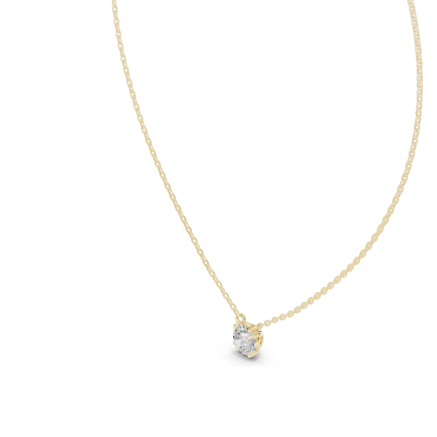 1 CT Lab-Created VVS-VS EF Diamond Necklace | Round Brilliant Cut | 18KT, 14KT Rose, Yellow, White Gold