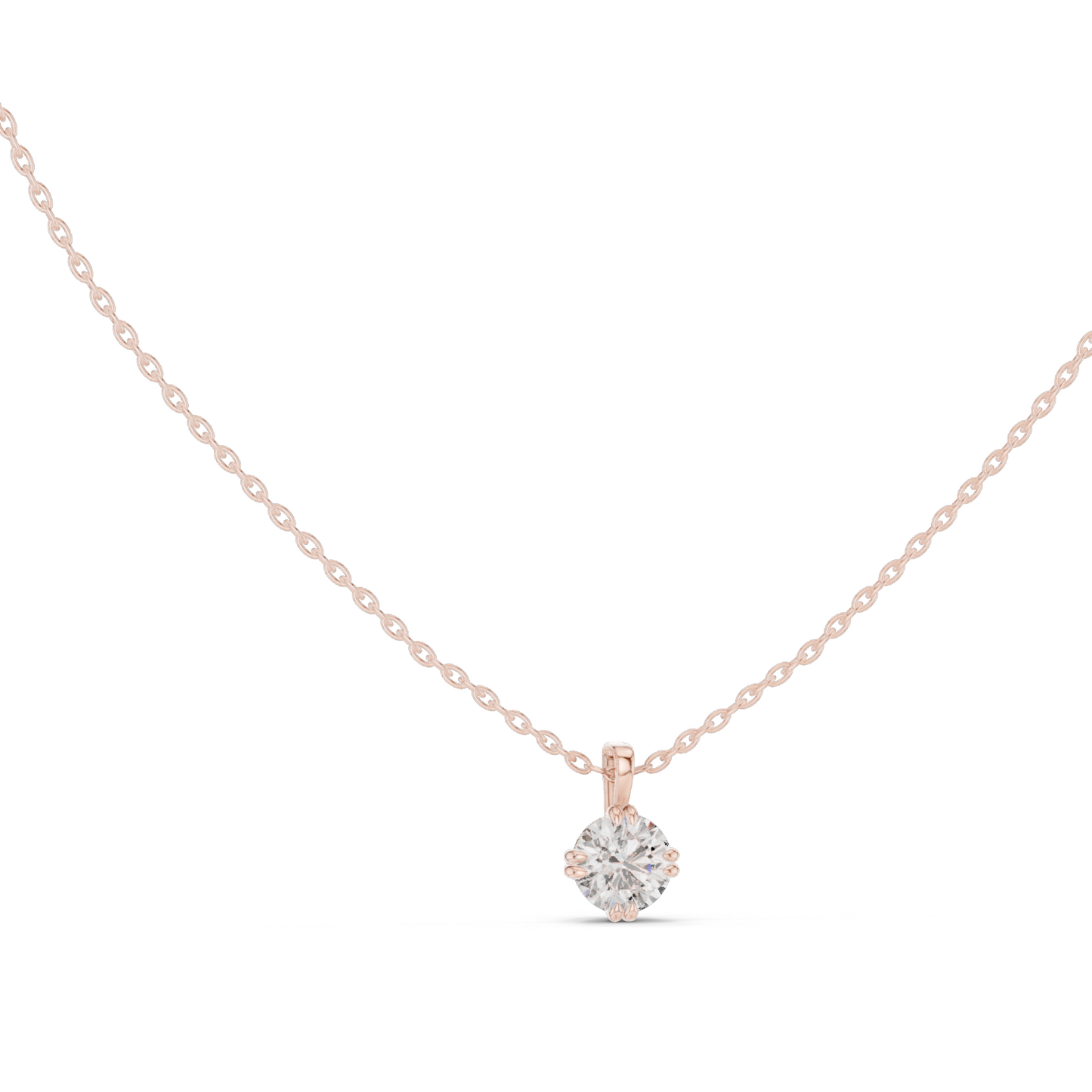 1 CT Lab-Created VVS-VS EF CVD Diamond Necklace | Round Cut Diamonds | 18KT, 14KT, Rose, Yellow, White Gold | Luxury Fine Jewelry