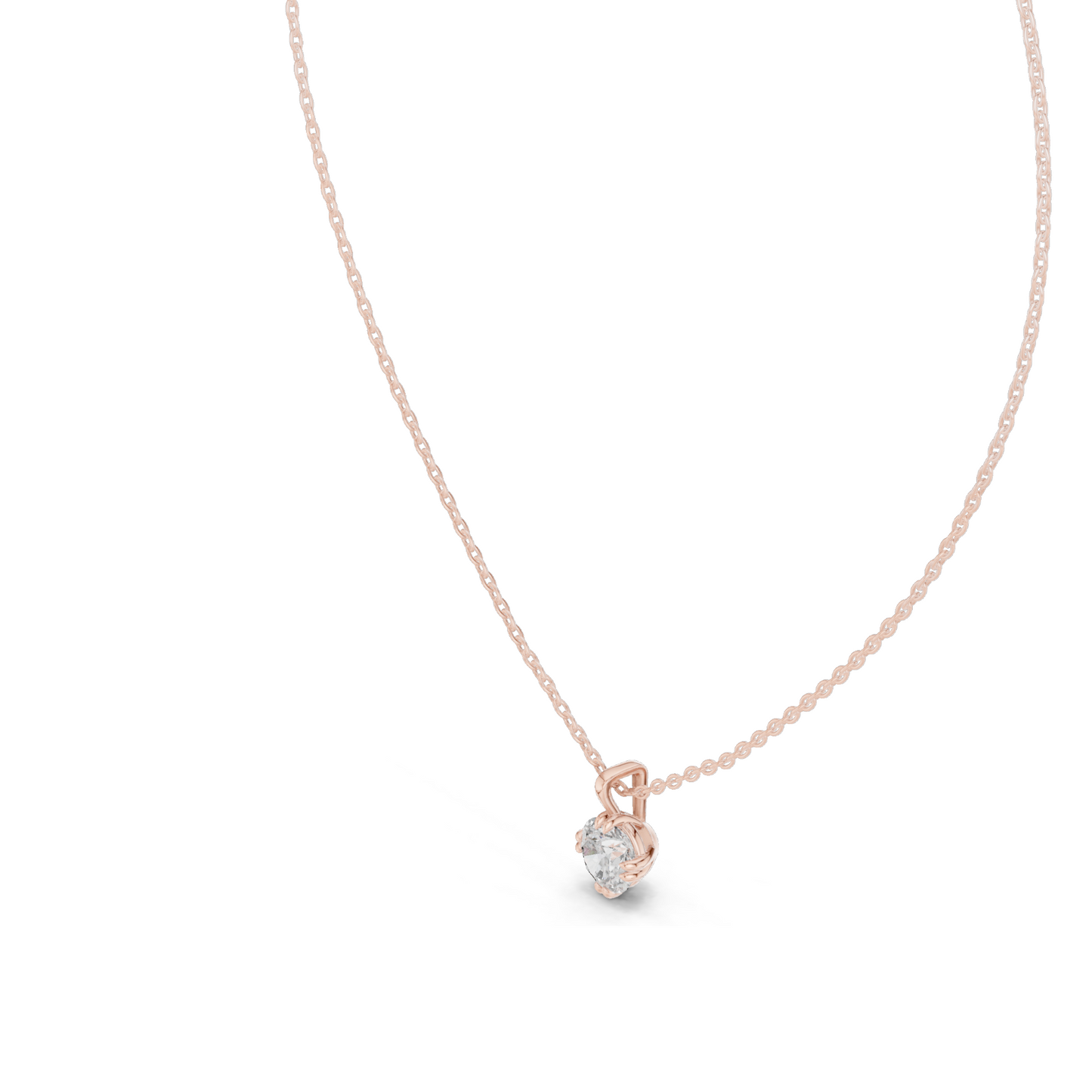 1 CT Lab-Created VVS-VS EF CVD Diamond Necklace | Round Cut Diamonds | 18KT, 14KT, Rose, Yellow, White Gold | Luxury Fine Jewelry