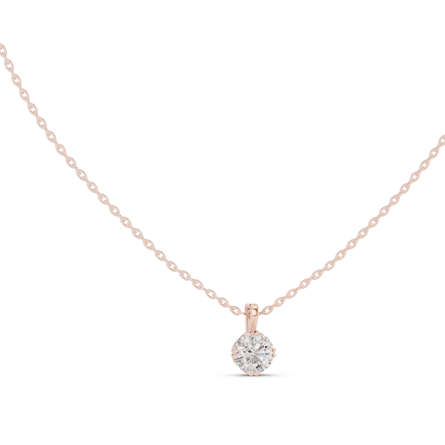 1.00 CT Round Brilliant Lab-Created VVS-VS EF CVD Diamond Solitaire Necklace | 18KT & 14KT Gold | Yellow, Rose, White Gold Options