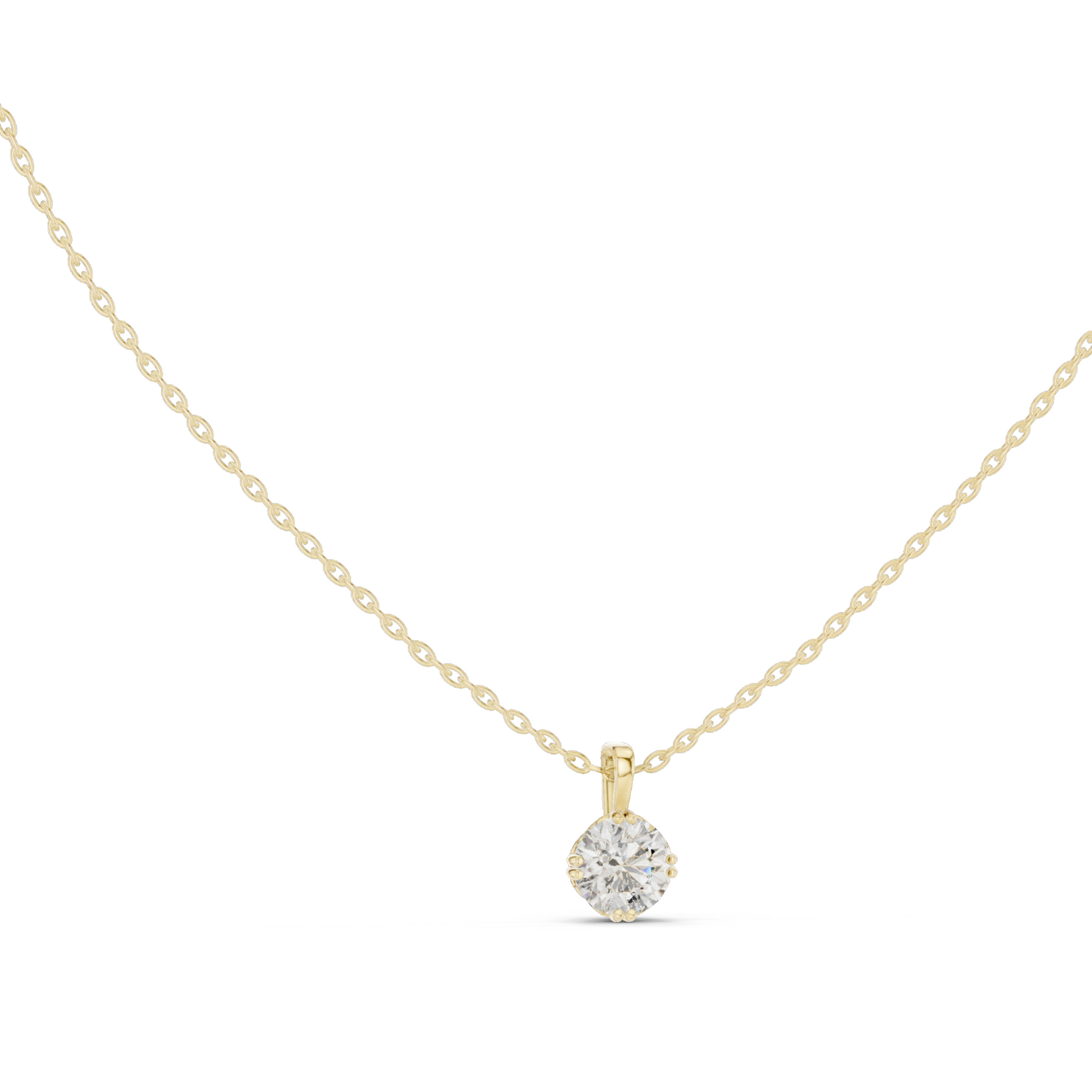 1.00 CT Round Brilliant Lab-Created VVS-VS EF CVD Diamond Solitaire Necklace | 18KT & 14KT Gold | Yellow, Rose, White Gold Options