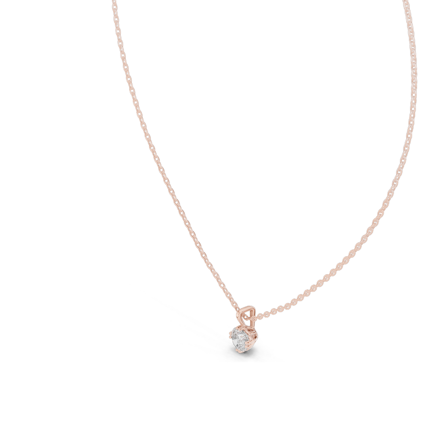 0.5 CT Lab-Created VVS-VS EF CVD Diamond Necklace | Classic Round Cut | 18KT, 14KT, Rose, Yellow, White Gold | Sustainable Luxury Jewelry