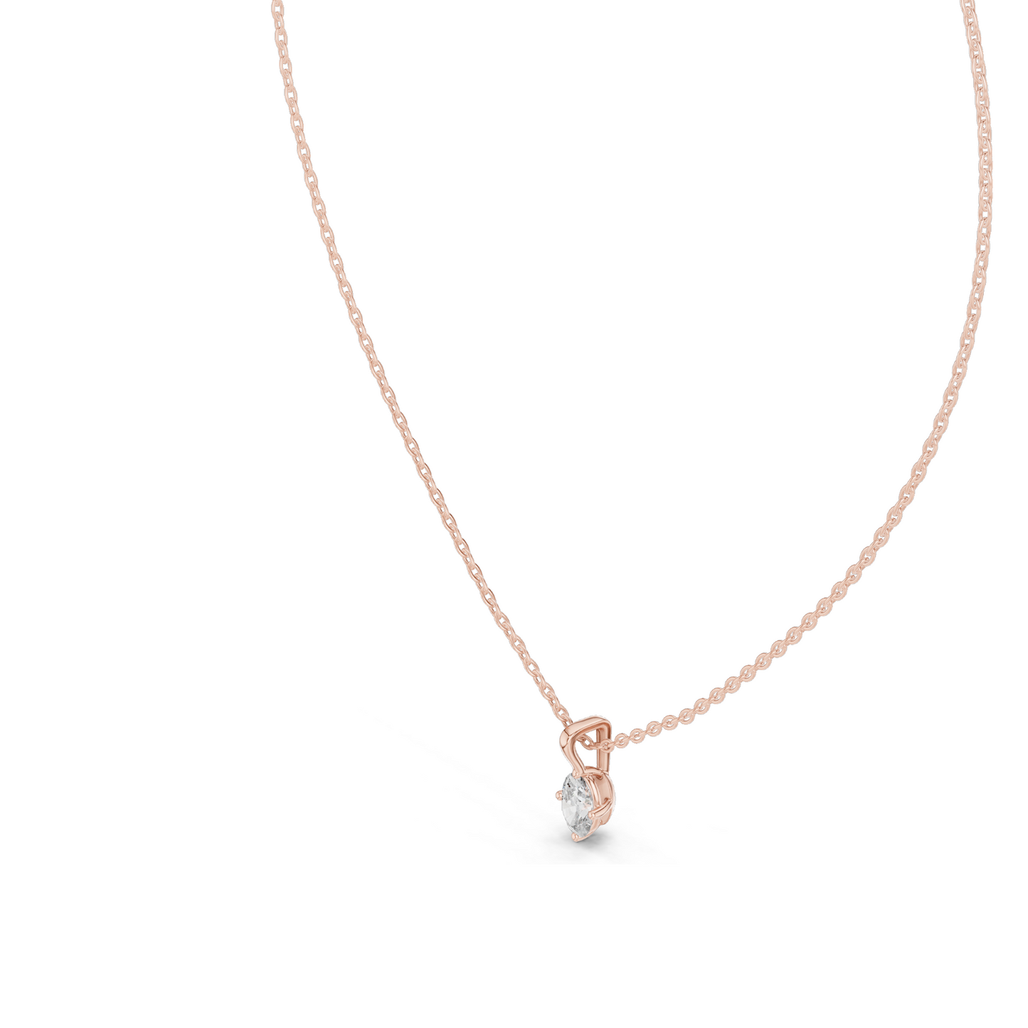 0.5 CT Lab-Created VVS-VS EF Marquise Cut Diamond Pendant Necklace | 18KT & 14KT Gold | Rose, Yellow, White Gold | Sustainable Fine Jewelry