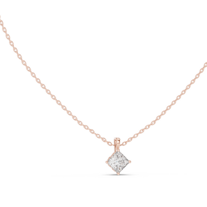 1 CT Lab-Grown VVS-VS EF Princess Cut Diamond Pendant Necklace | 18KT & 14KT Rose, Yellow, White Gold | Ethical Fine Jewelry