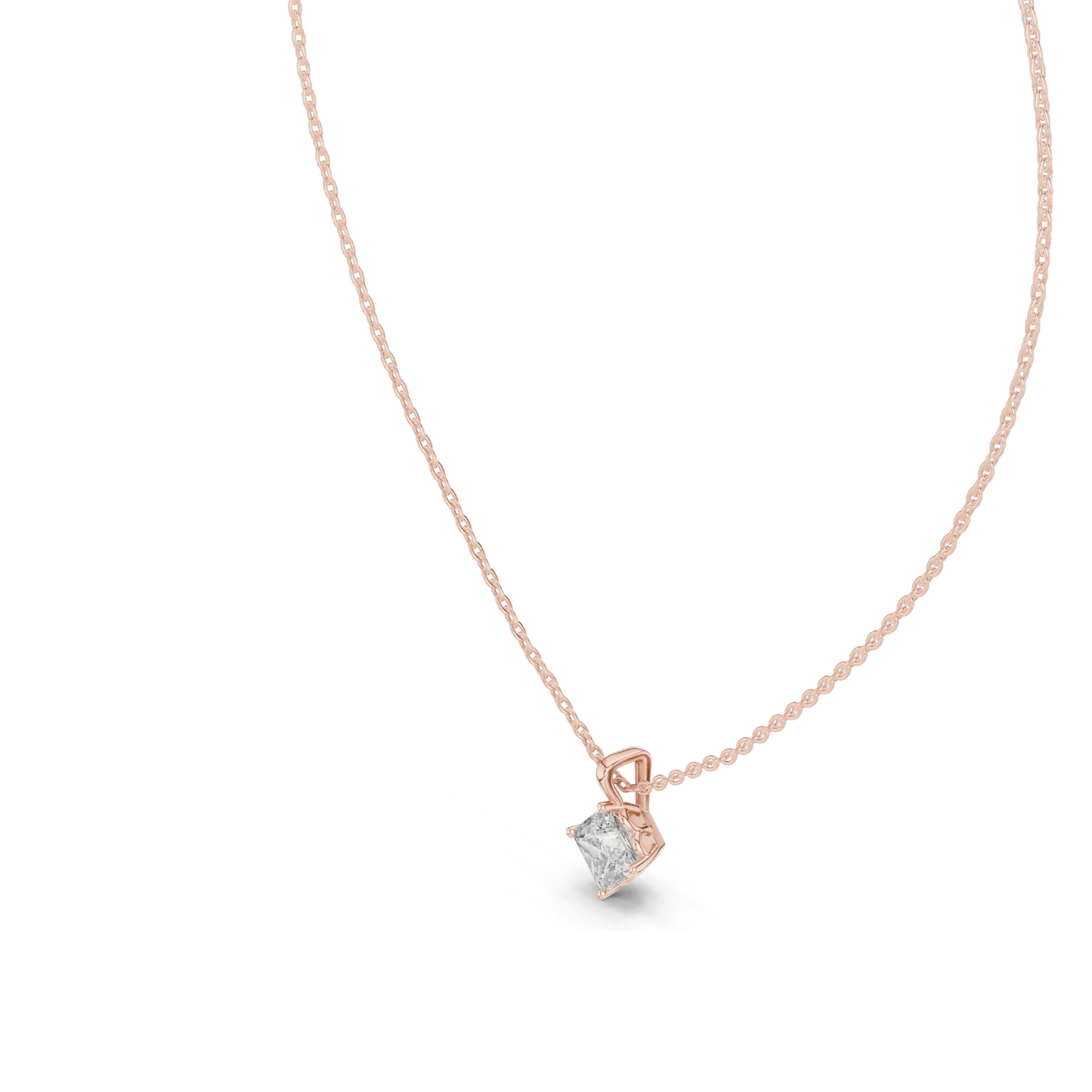 1 CT Lab-Grown VVS-VS EF Princess Cut Diamond Pendant Necklace | 18KT & 14KT Rose, Yellow, White Gold | Ethical Fine Jewelry