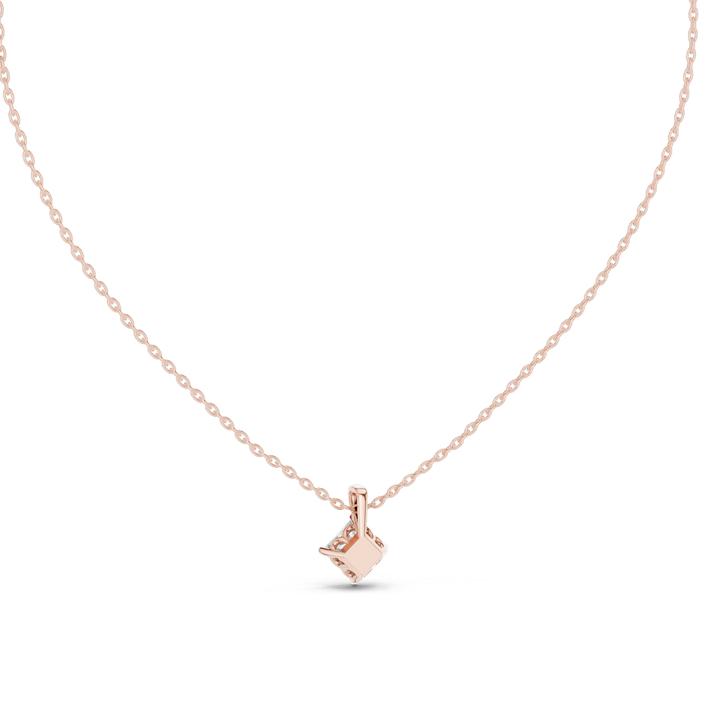 1 CT Lab-Grown VVS-VS EF Princess Cut Diamond Pendant Necklace | 18KT & 14KT Rose, Yellow, White Gold | Ethical Fine Jewelry