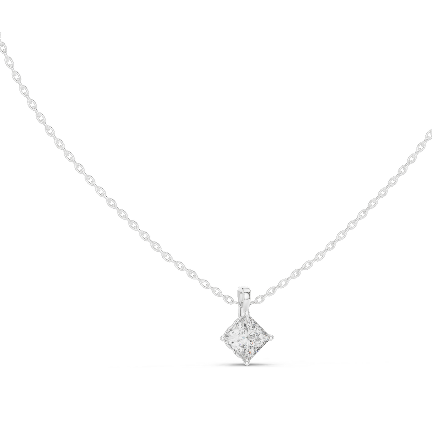 1 CT Lab-Grown VVS-VS EF Princess Cut Diamond Pendant Necklace | 18KT & 14KT Rose, Yellow, White Gold | Ethical Fine Jewelry